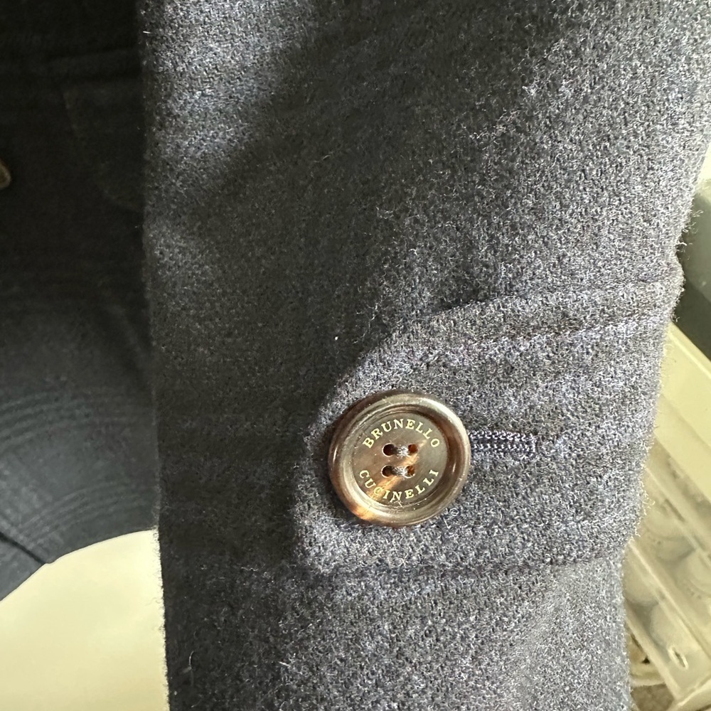 Brunello Cucinelli Double-Breasted Wool Navy Military Coat Eu50/Us40 View 5